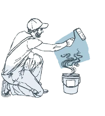 Man painting with fumes